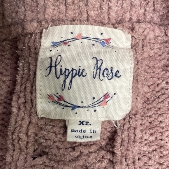 HIPPIE Rose Women’s Long Sleeve Cropped Mock Neck Cable Knit Sweater. XL. GUC - Picture 5 of 11